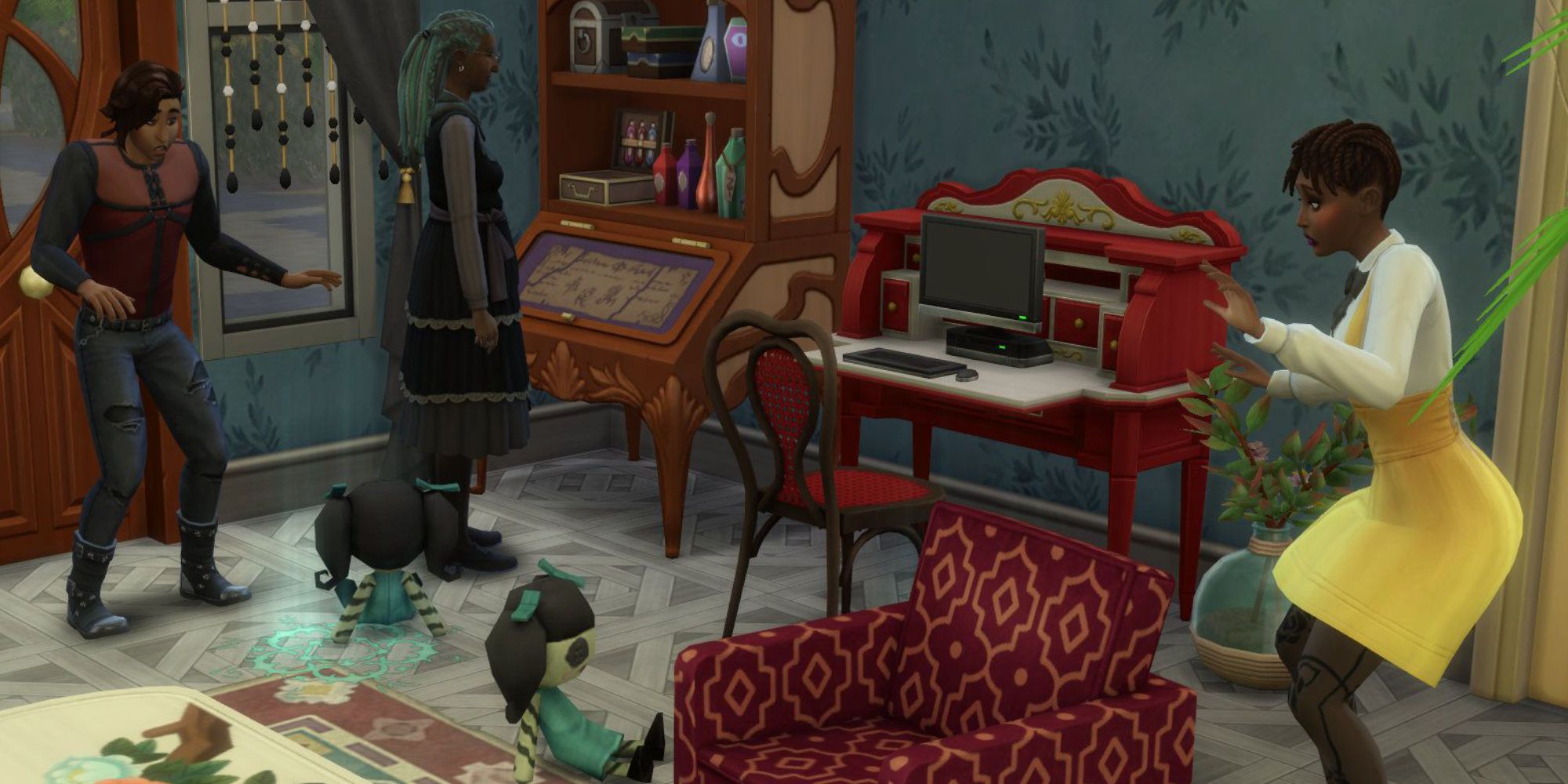 Sims 4 Paranormal Stuff spooky dolls on the floor