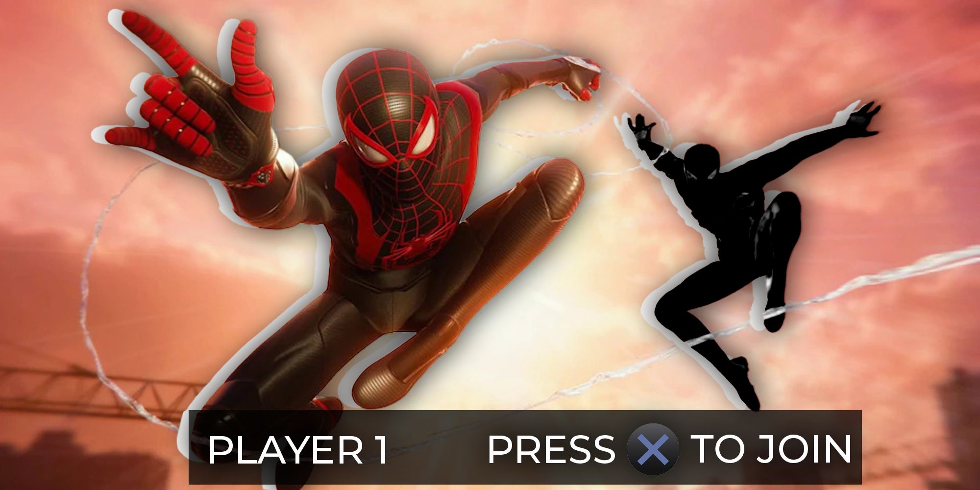 Spider-Man 2 co-op mock up screen with 'Press X to Join' over Peter Parker