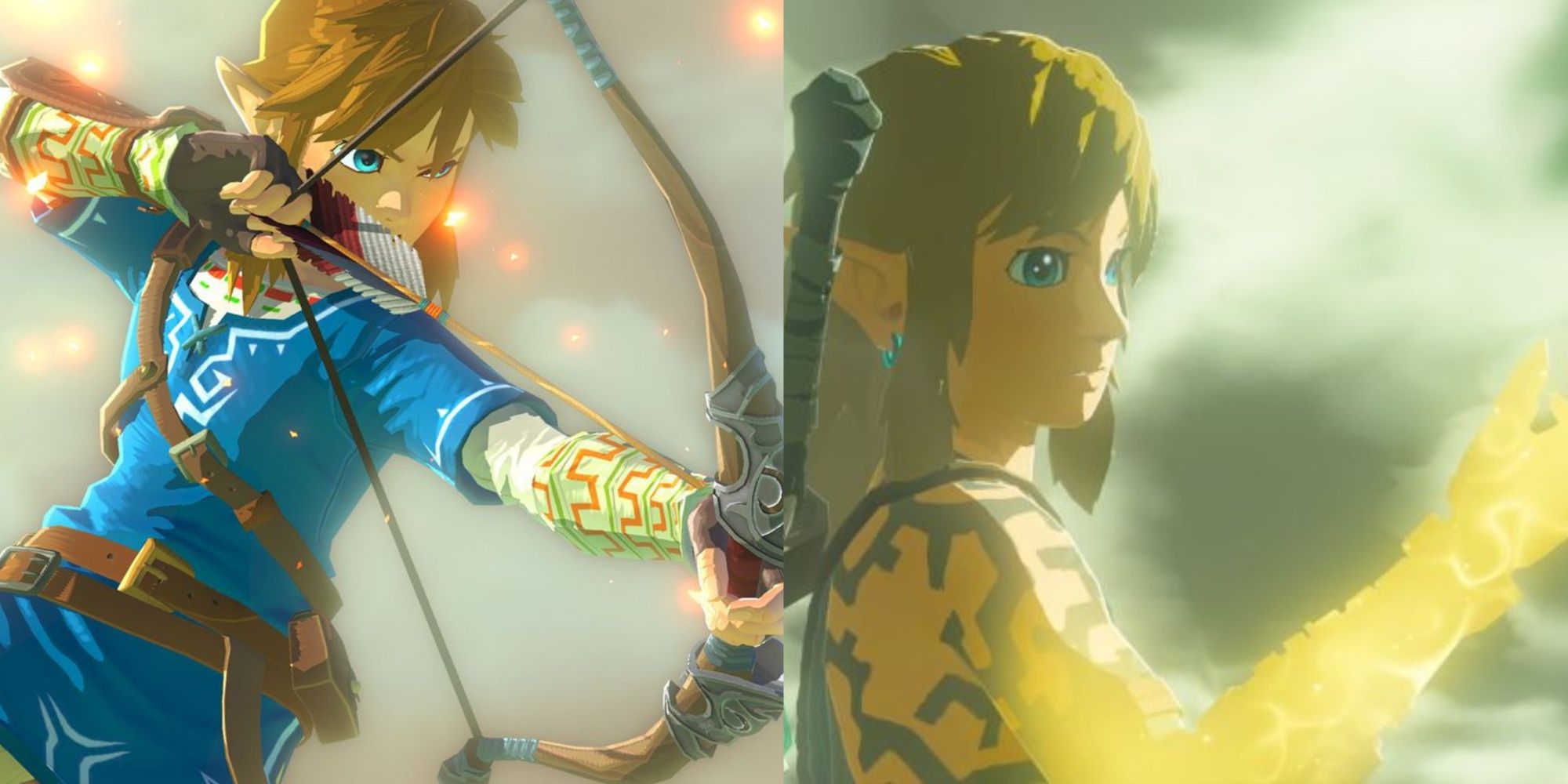 Split image of Link in Breath of the Wild and Tears of the Kingdom