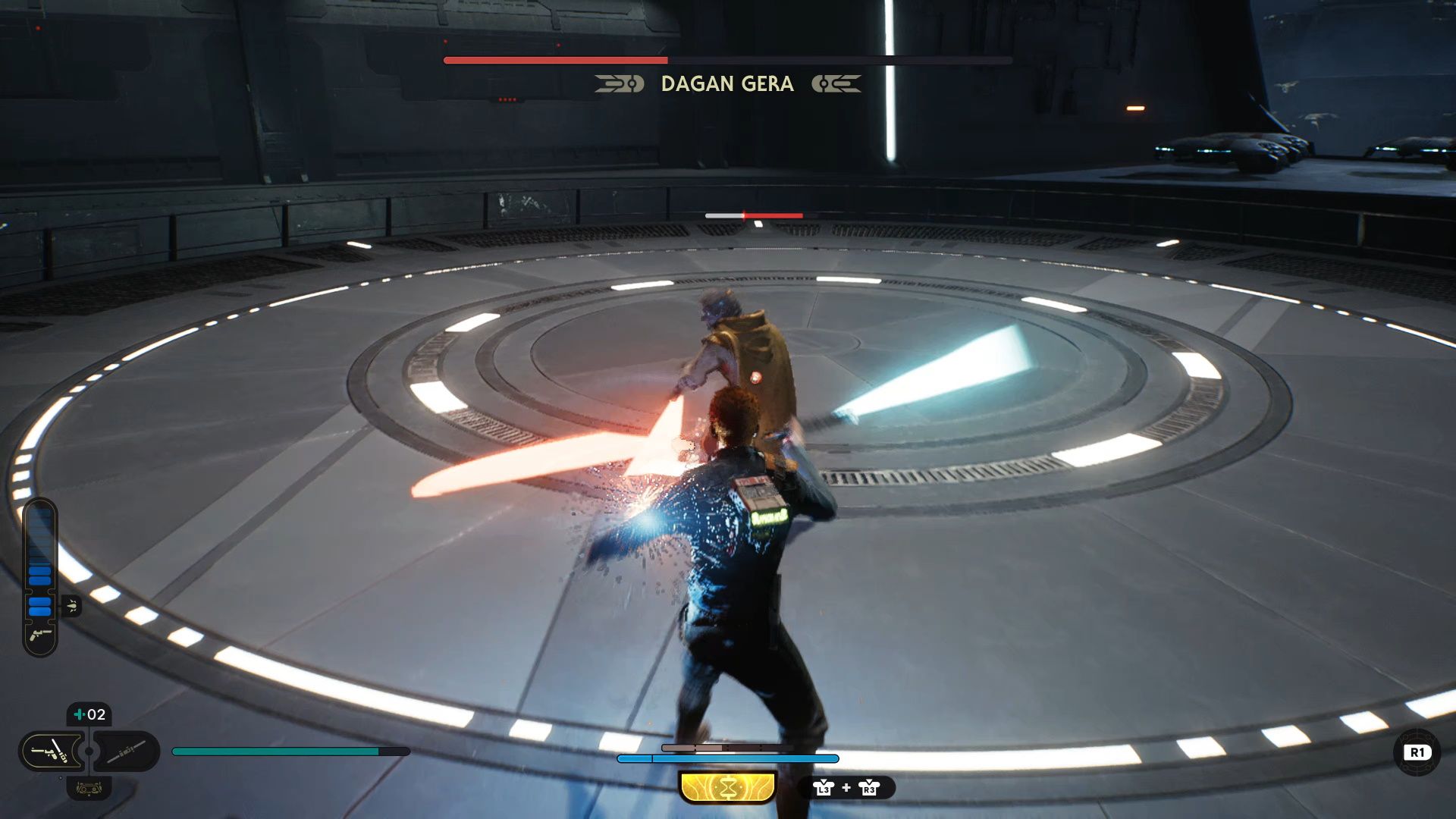 Star Wars Jedi Survivor, Parrying Dagan's orbiting Lightsaber