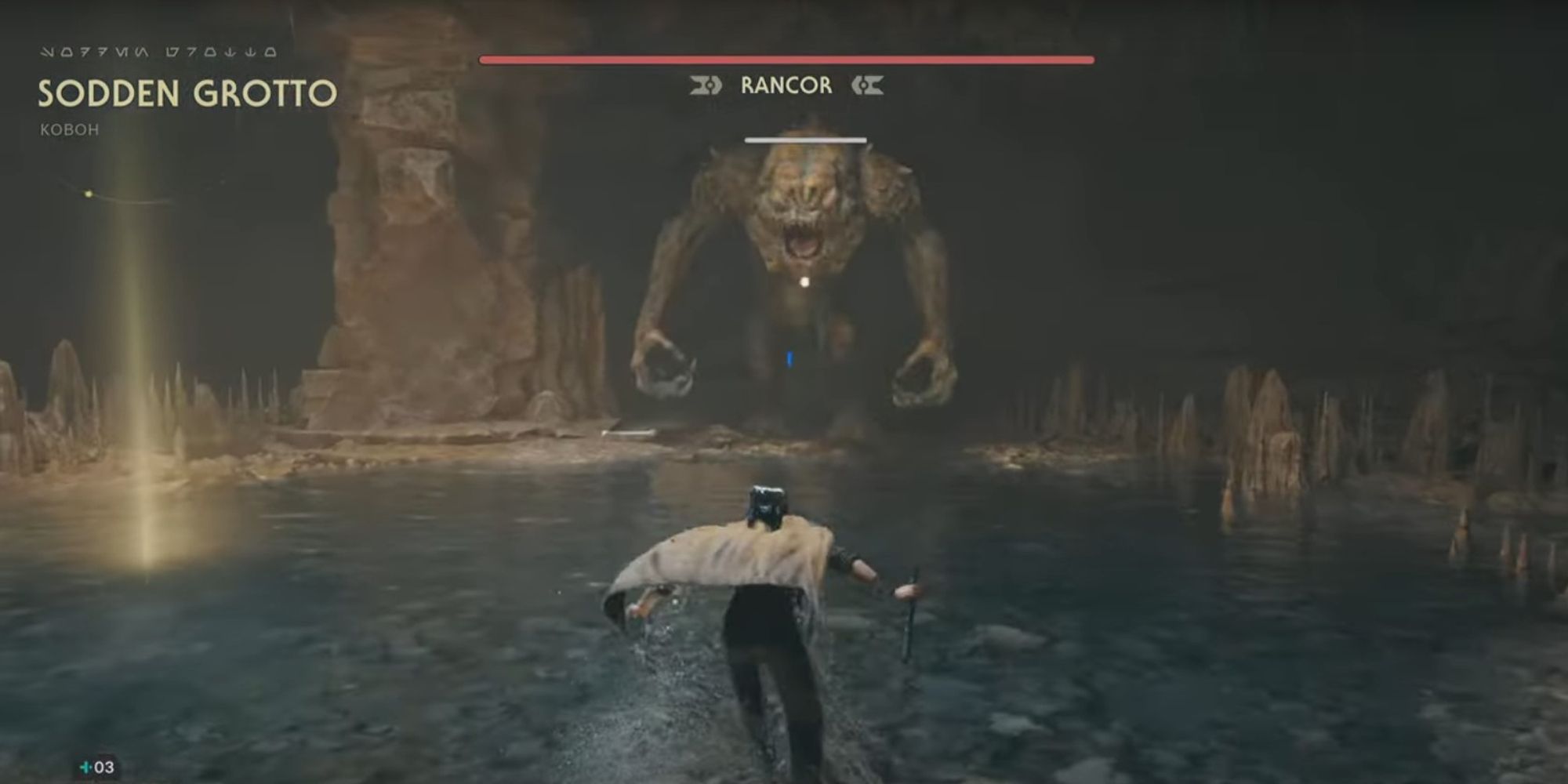 Star Wars Jedi: Survivor Sodden Grotto Rancor Boss Fight 