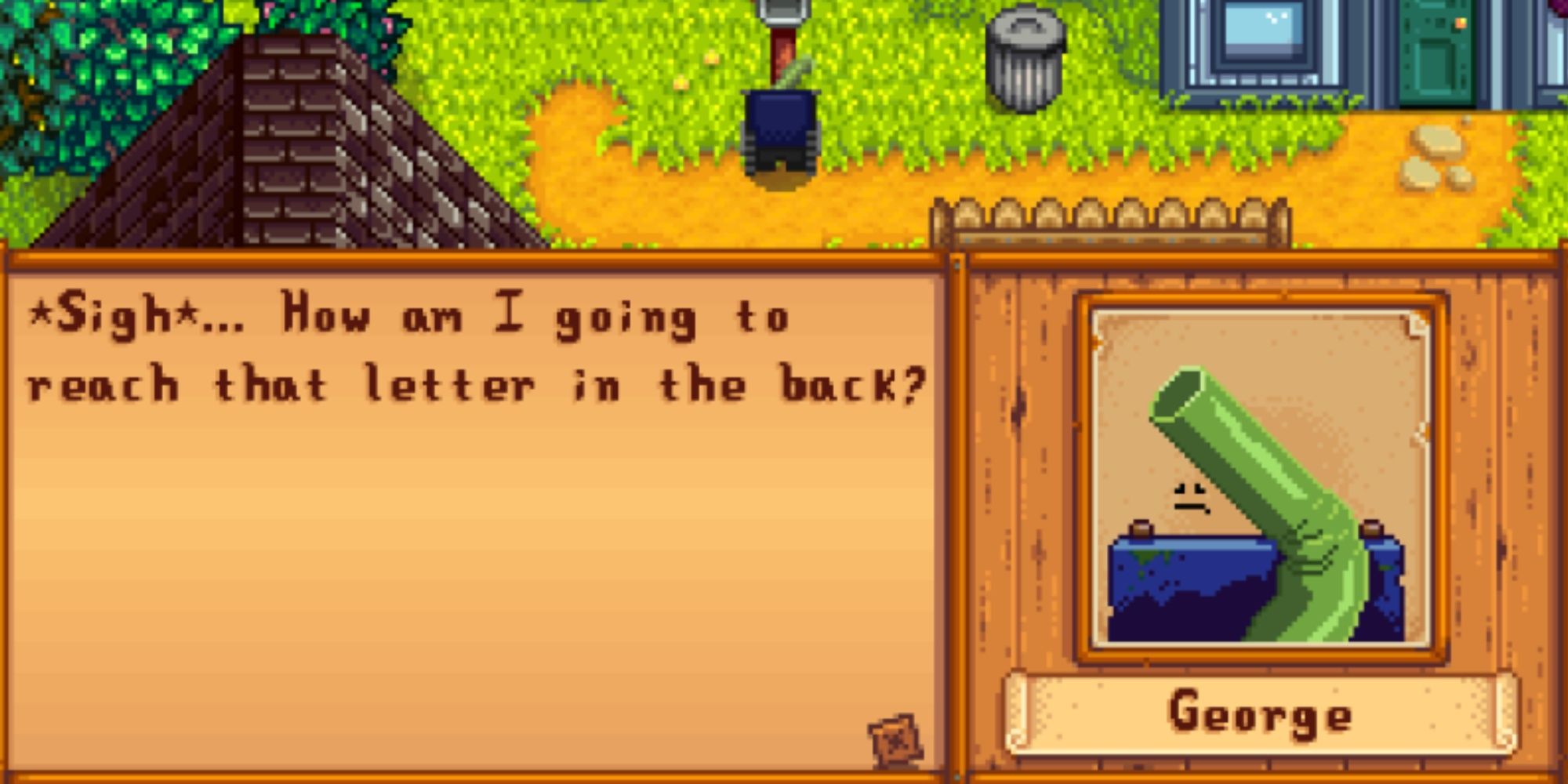 Stardew Valley, Strawdew Valley mod, George Straw complaining to you during Penny's two heart event