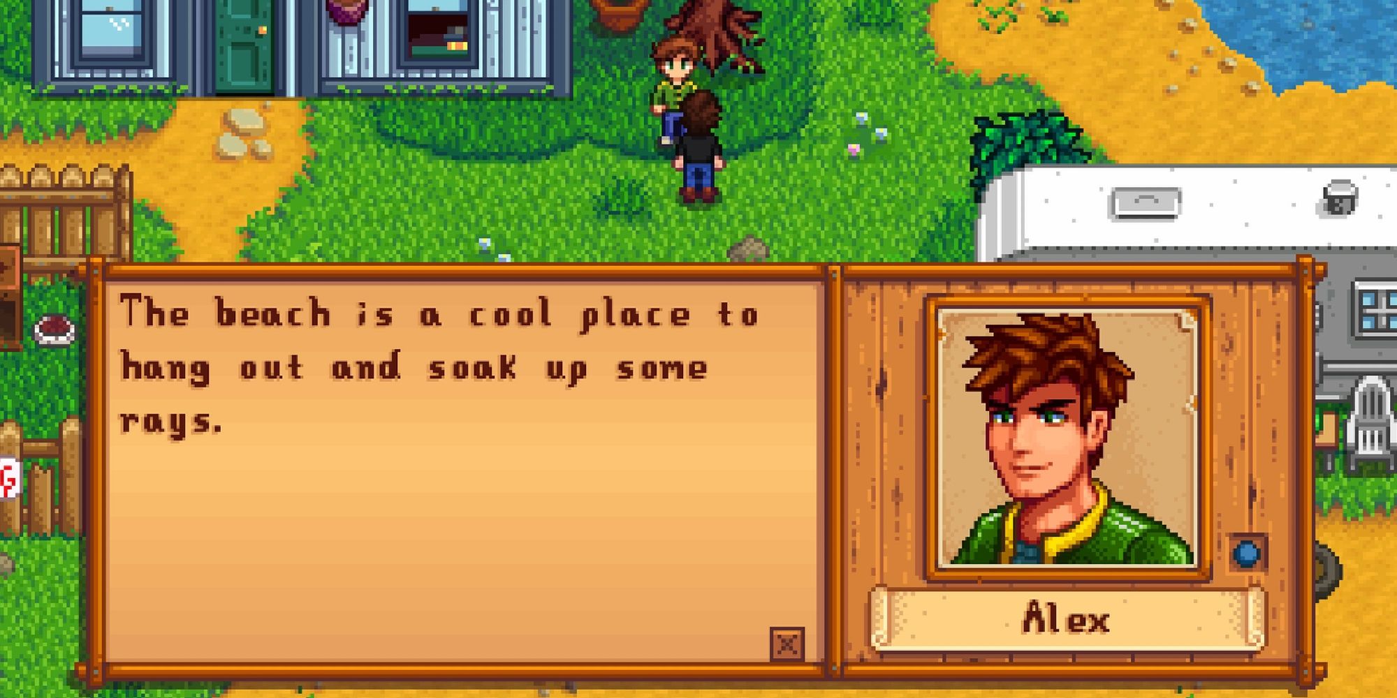stardew valley talking to alex outside of his house