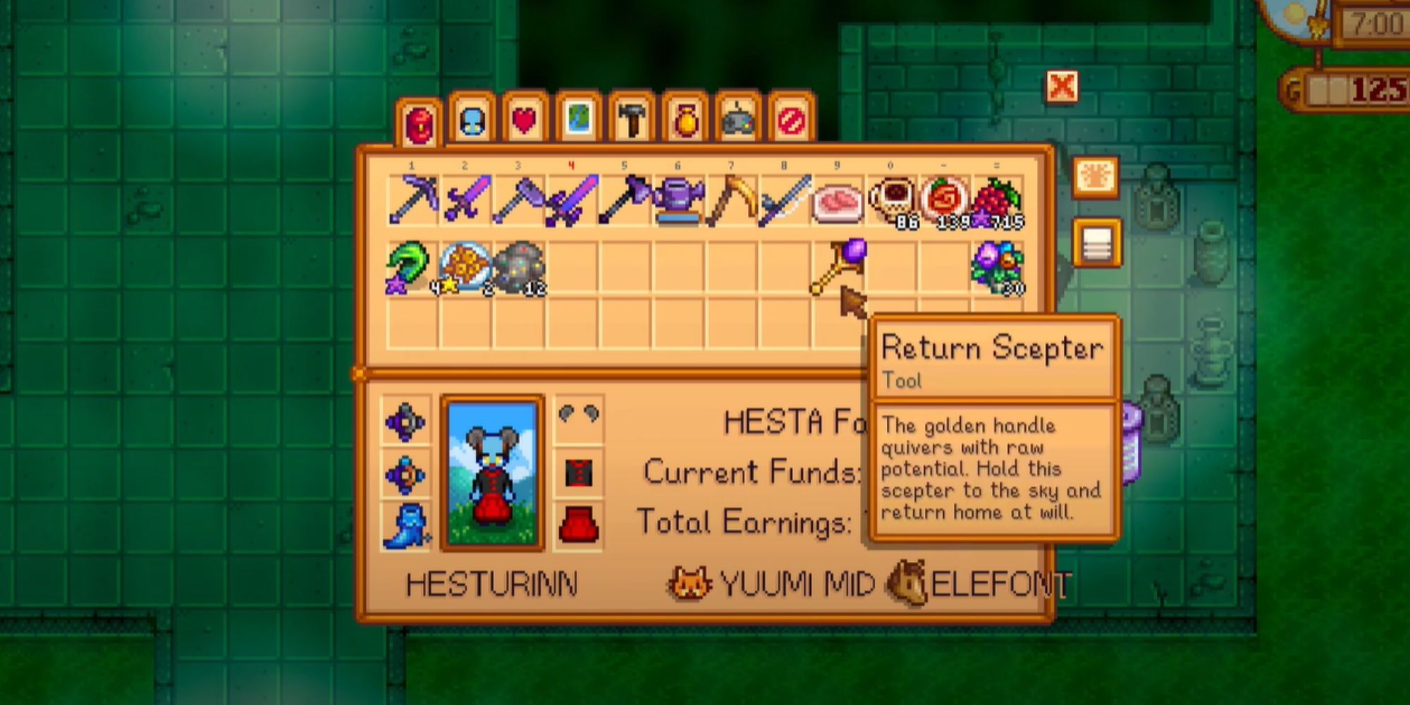 Return Scepter shown in a Stardew Valley player inventory