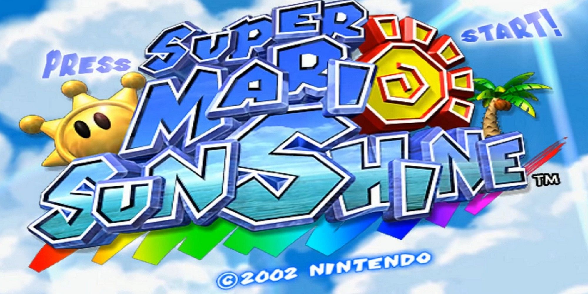 super mario sunshine gamecube start screen logo every mario game in order
