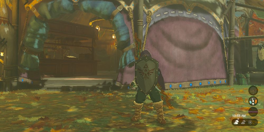 Tears of the Kingdom Link holding a Knights Shield