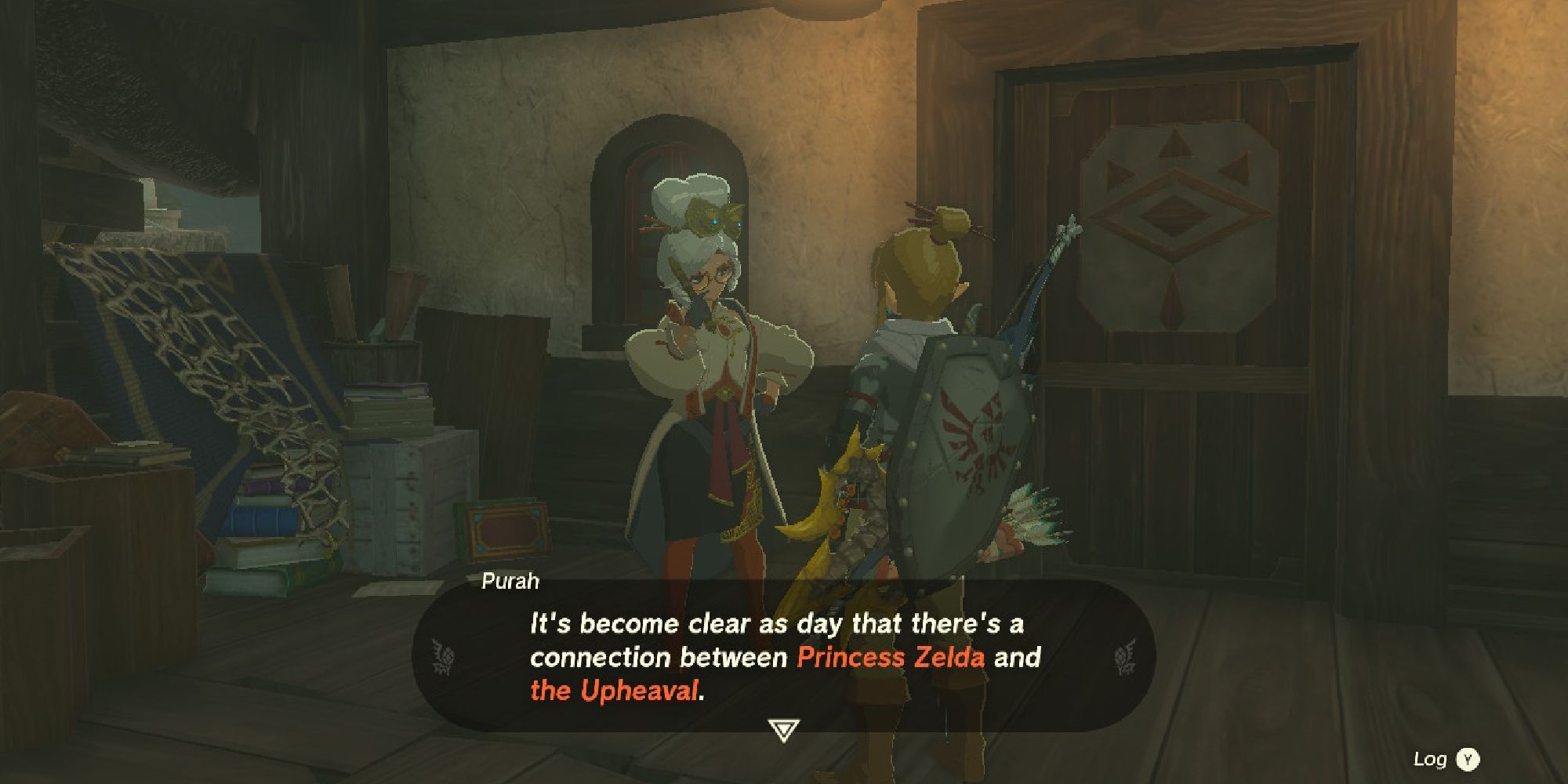 tears of the kingdom link speaking to purah about the upheaval and zelda