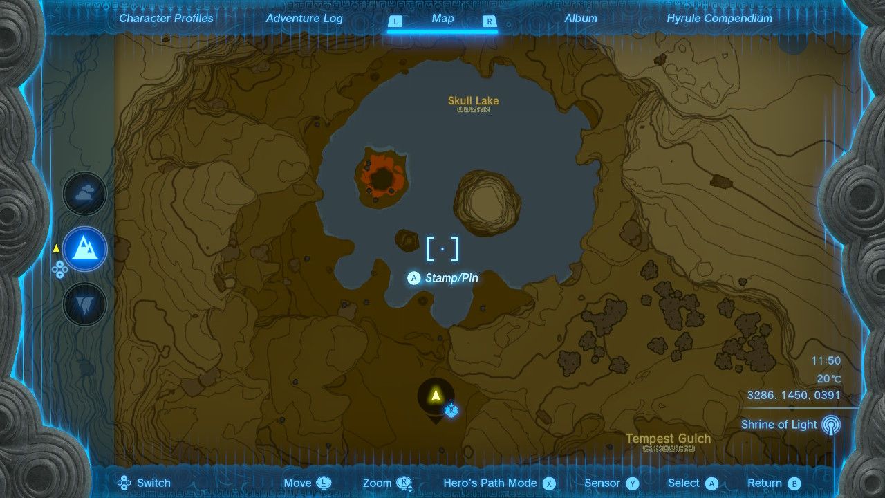 Tears of the Kingdom - Skull Cave on the map