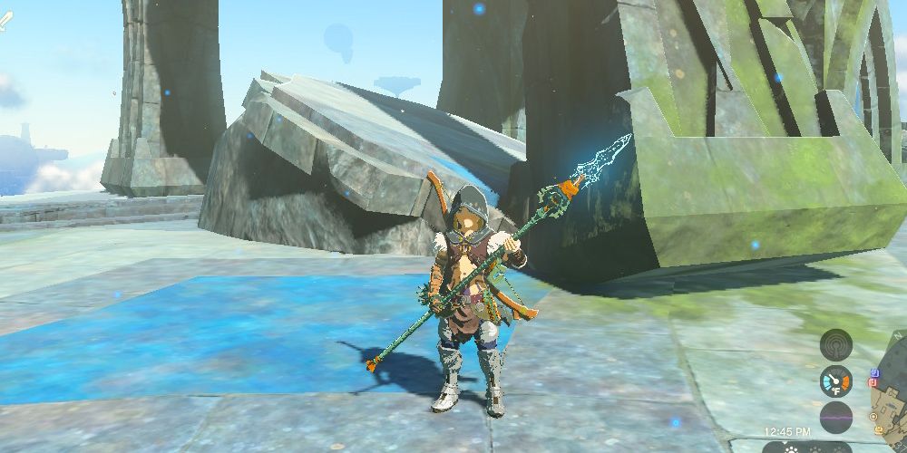 Tears of the Kingdom Link holds the Zonaite Spear