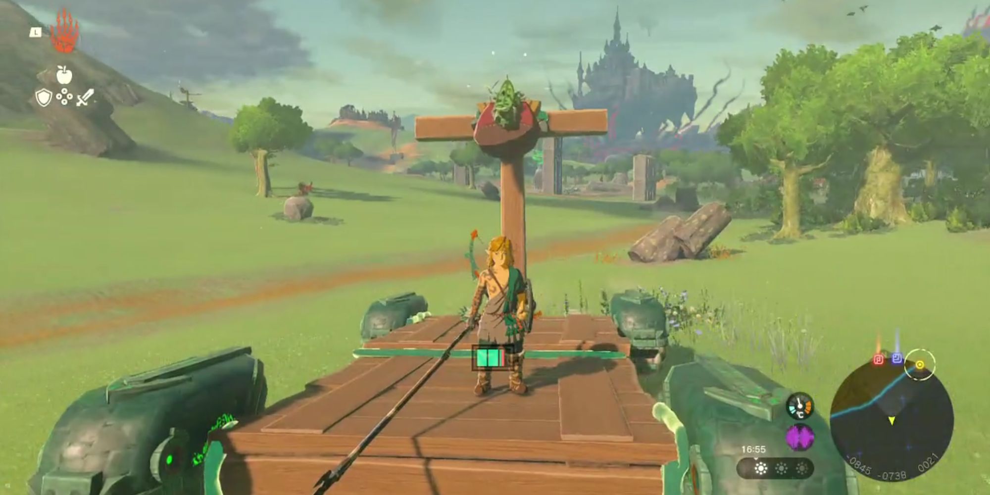 A Korok being crucified in Tears of the Kingdom. 