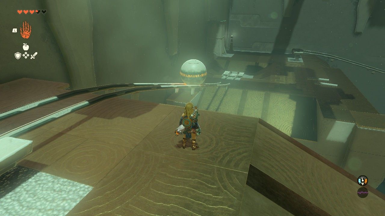 Lunakit shrine ball slides down the first railing in The Legend of Zelda Tears of the kingdom