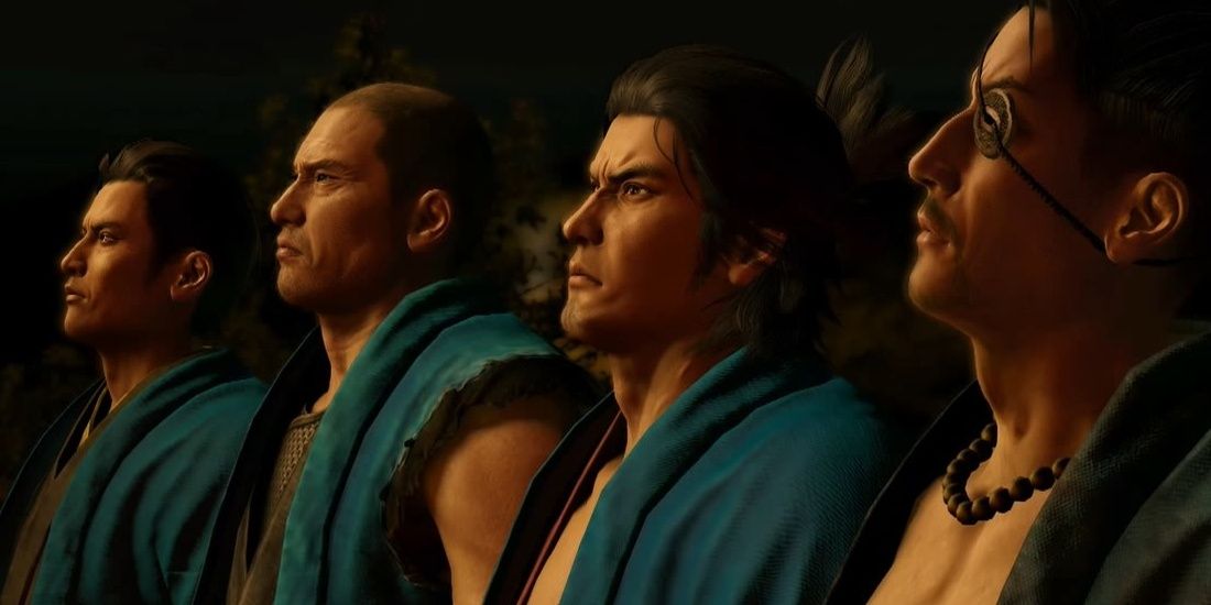 The four leading hero characters in Like a Dragon Ishin