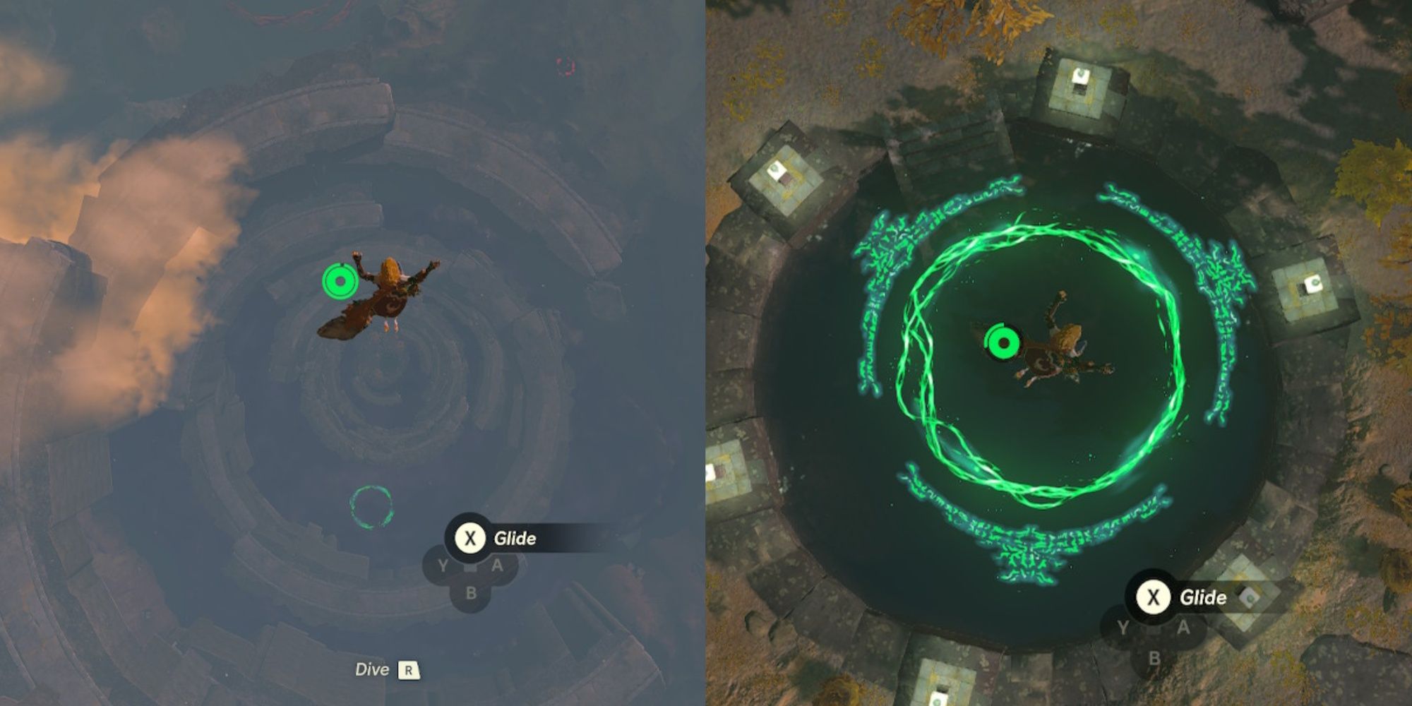 Link falling through the Rings and completing the Ring Challenge of Bravery Island in The Legend of Zelda: Tears of the Kingdom