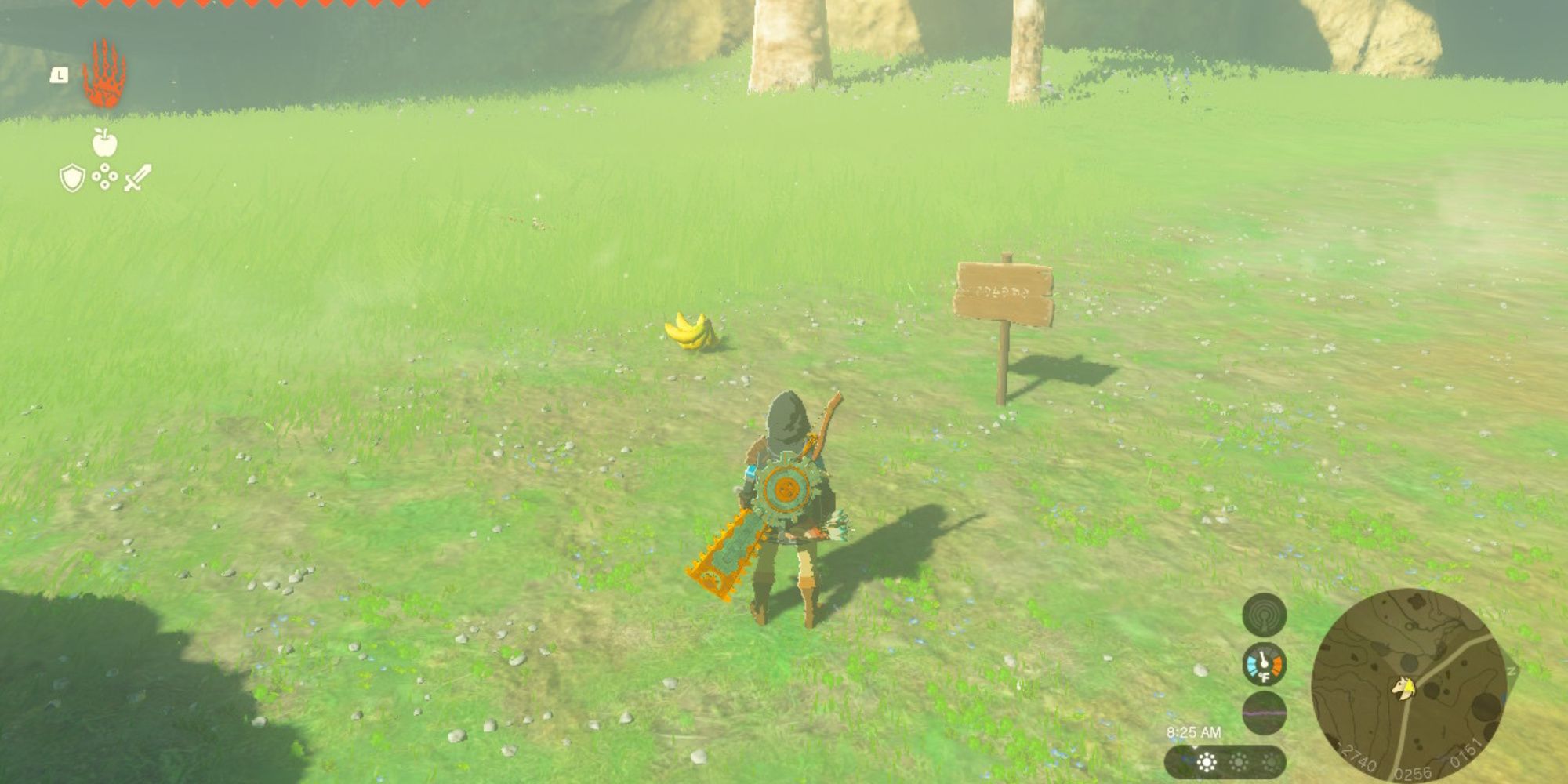 the legend of zelda tears of the kingdom of the free mighty banana on the ground as a trap for the disguise of the yiga clan