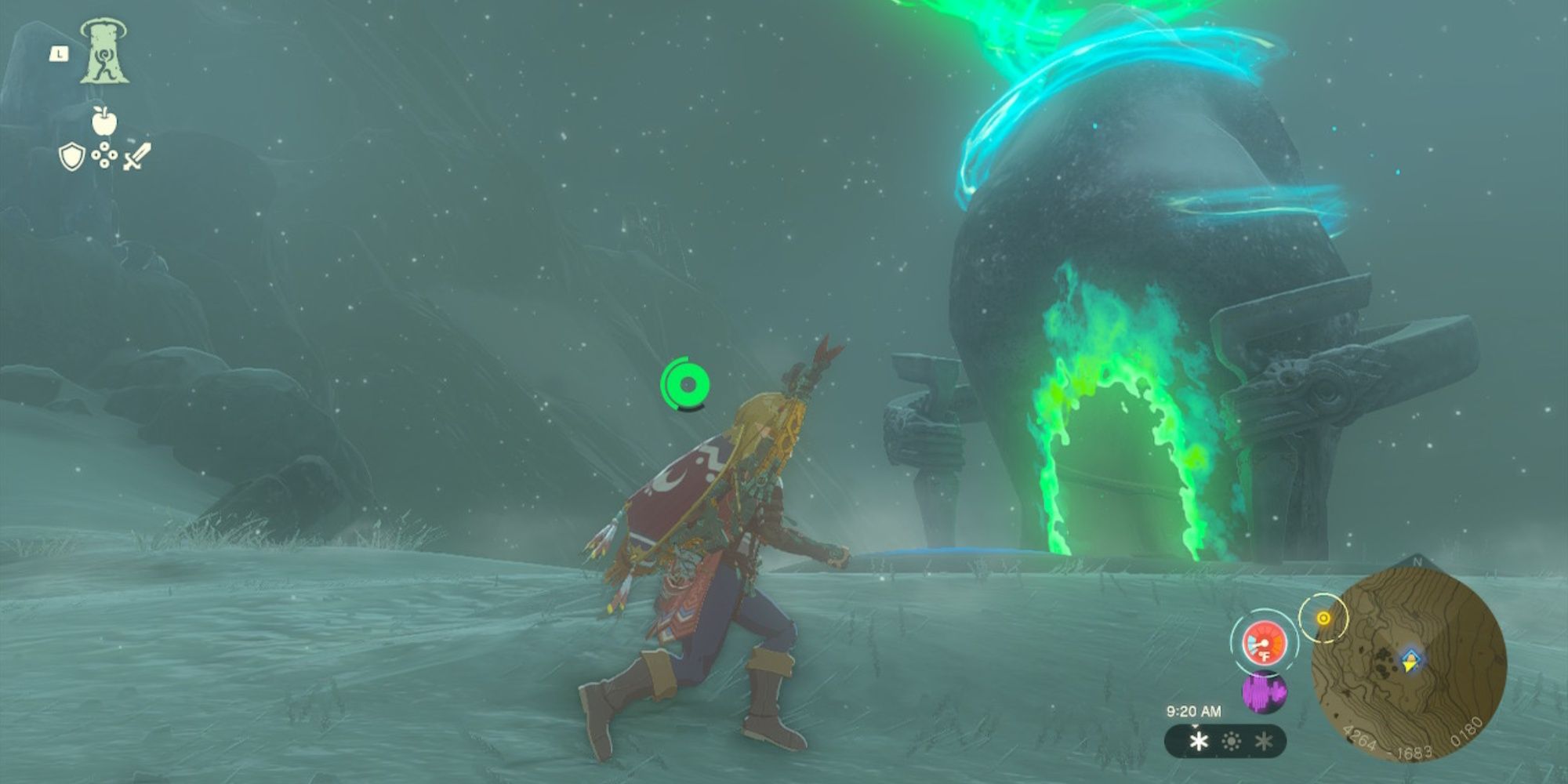 Link standing outside the shrine of Jikais in The Legend of Zelda: Kingdom of Tears
