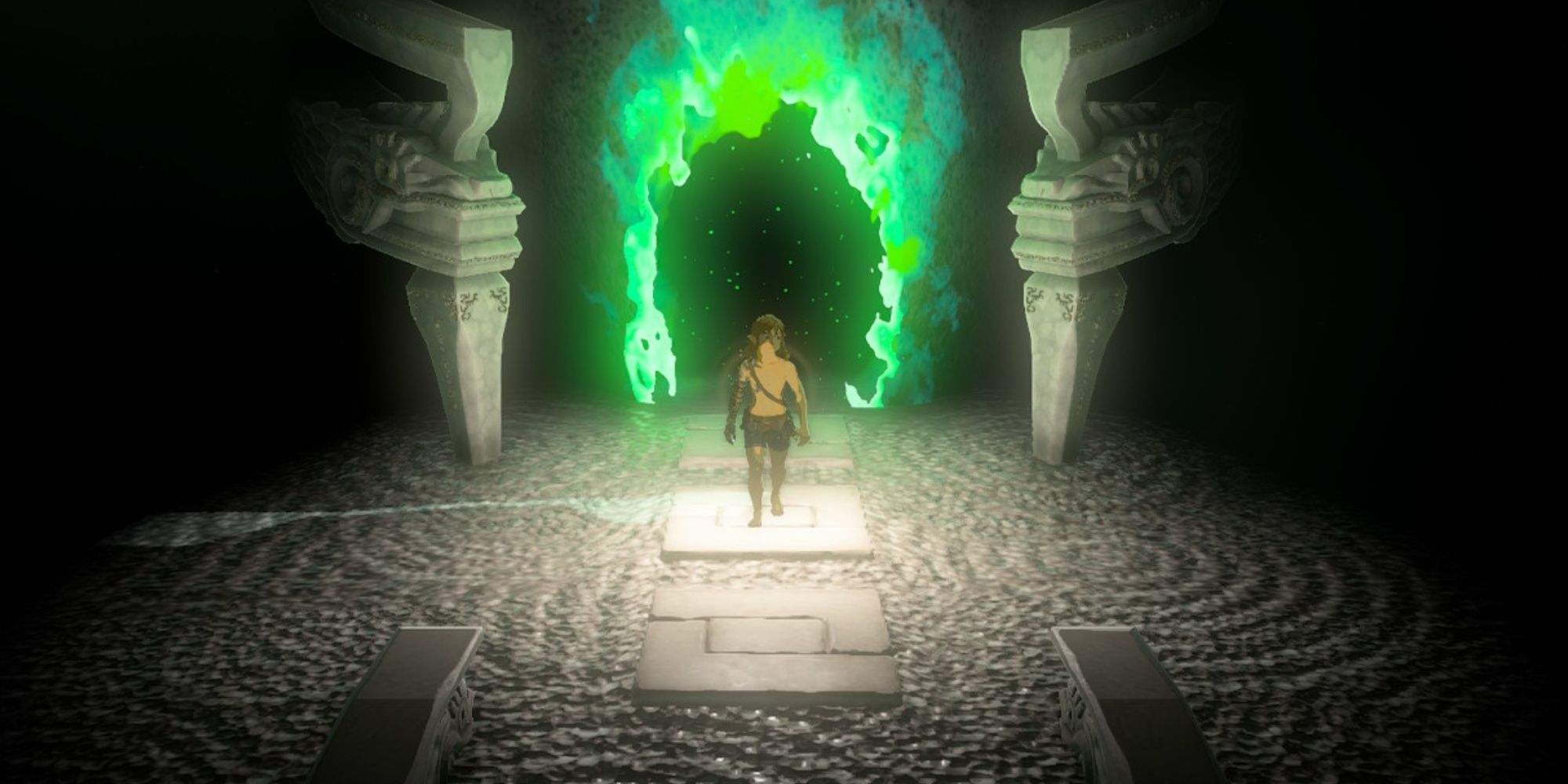 Link Glowing from Food when inside of the Simosiwak Shrine in The Legend of Zelda: Tears of the Kingdom