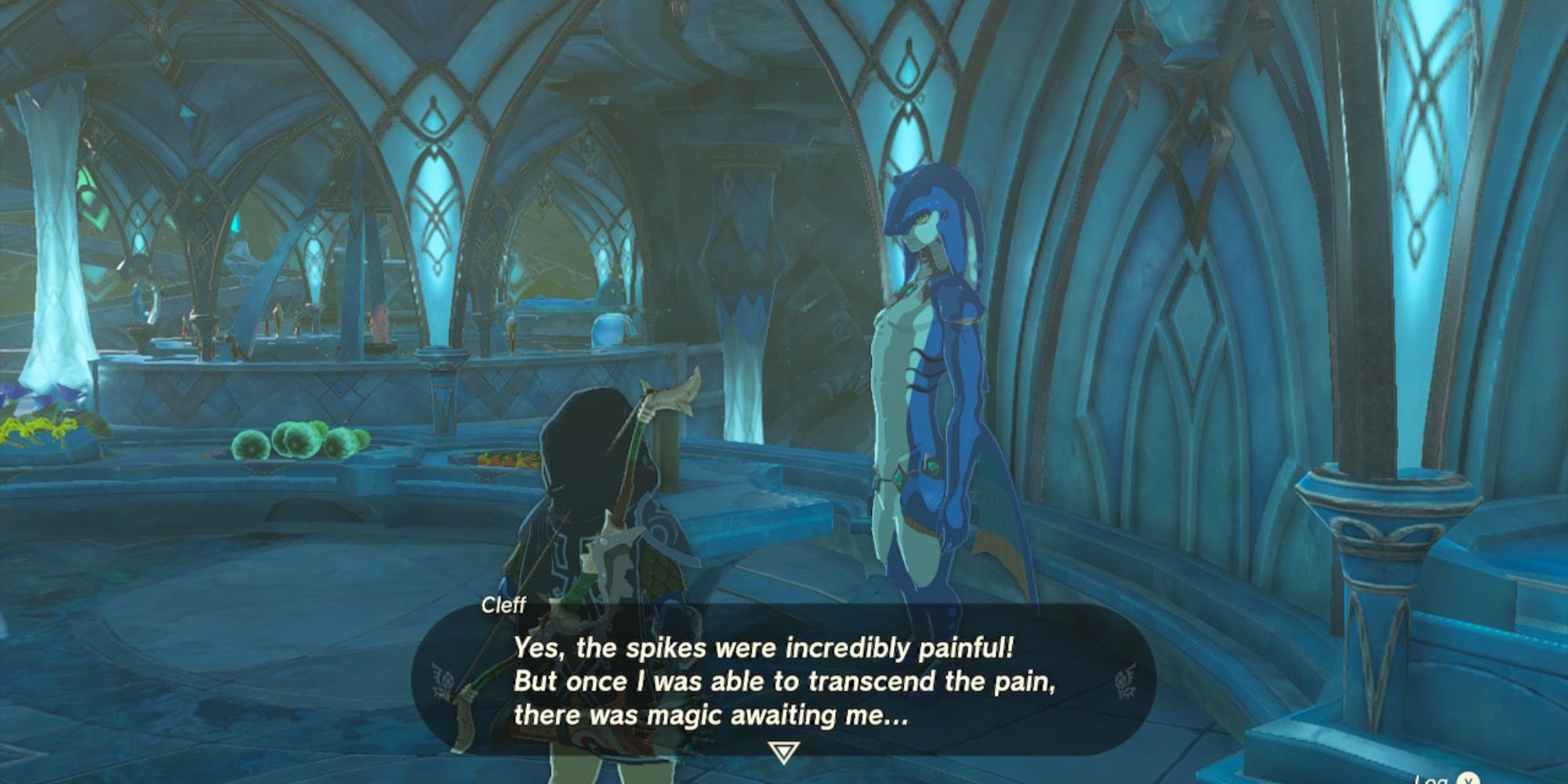 The Legend of Zelda Tears of the Kingdom, talking to Cleff in the Zora domain shop about bright eyed crabs