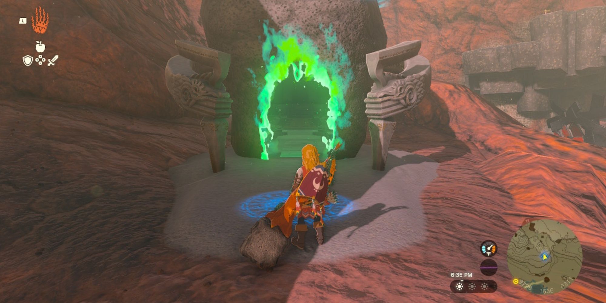 Link outside the Temple of Timawak in The Legend of Zelda: Kingdom of Tears