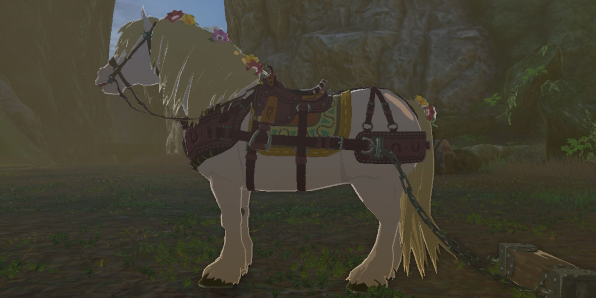 The legend of zelda tears of the kingdom towing harness on a horse