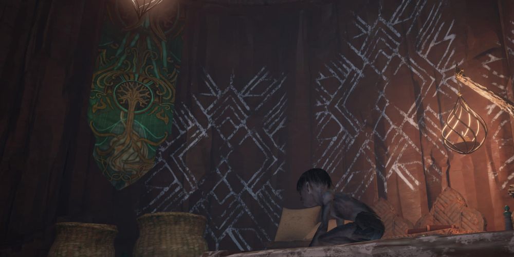 elven banner and wall art in the lord of the rings: gollum