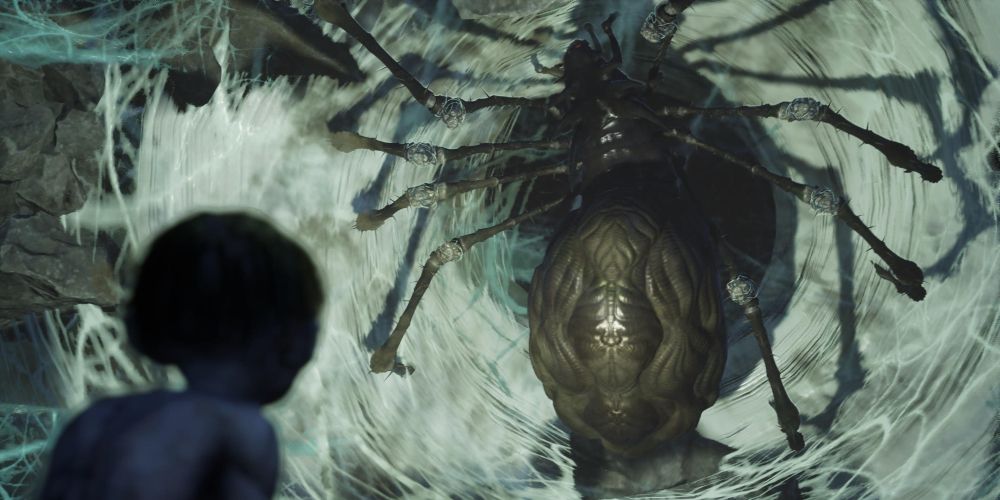 Smeagol enters Shelob's lair in The Lord of the Rings, Gollum.