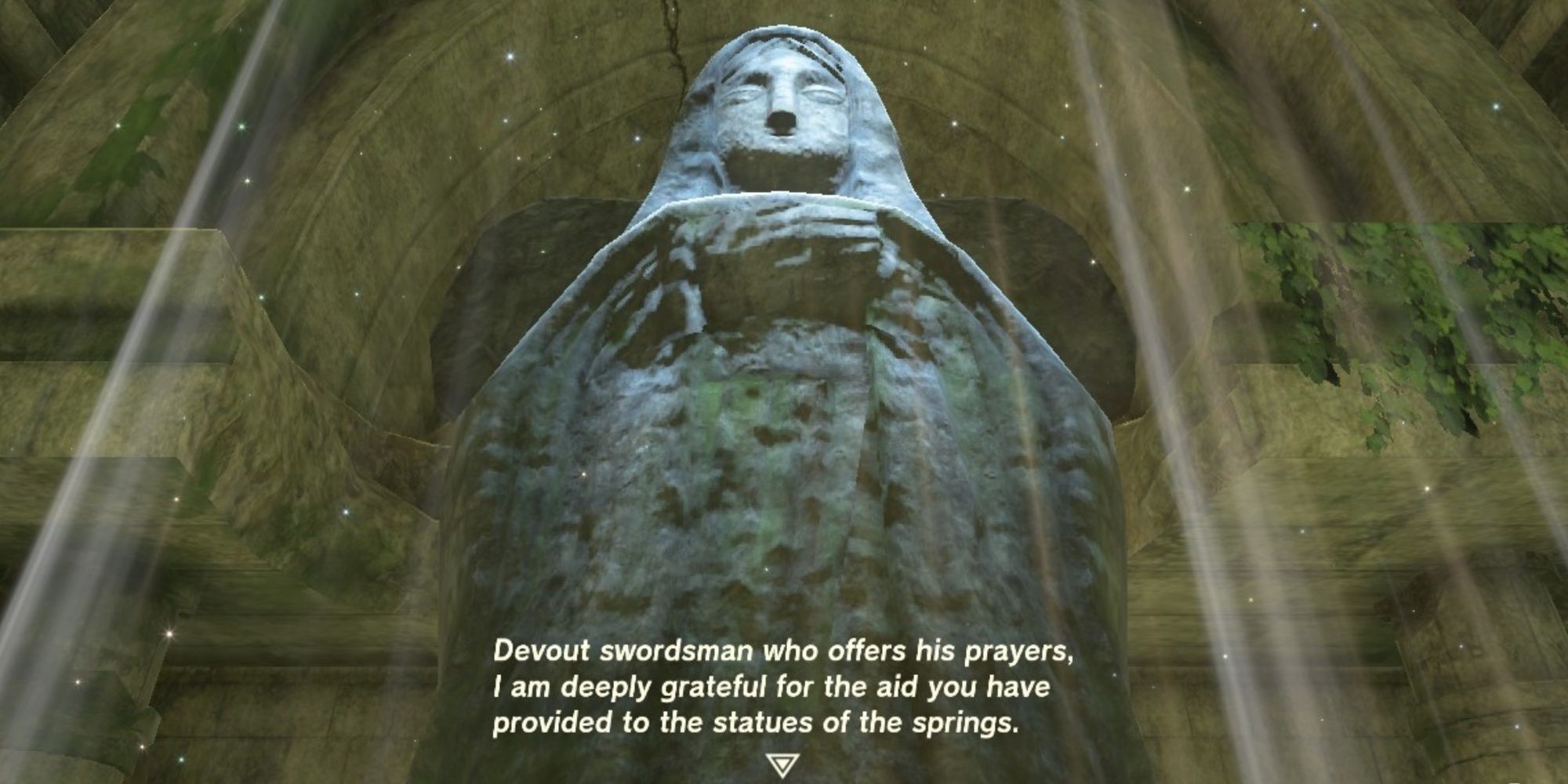 The Mother Goddess Statue thanking Link for helping the Goddess Statues at the springs in Tears of the Kingdom