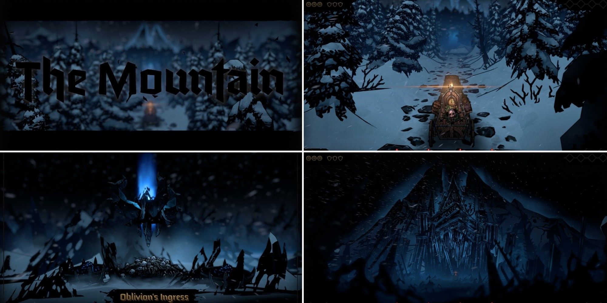 4 screenshots of The Mountain from Darkest Dungeon 2