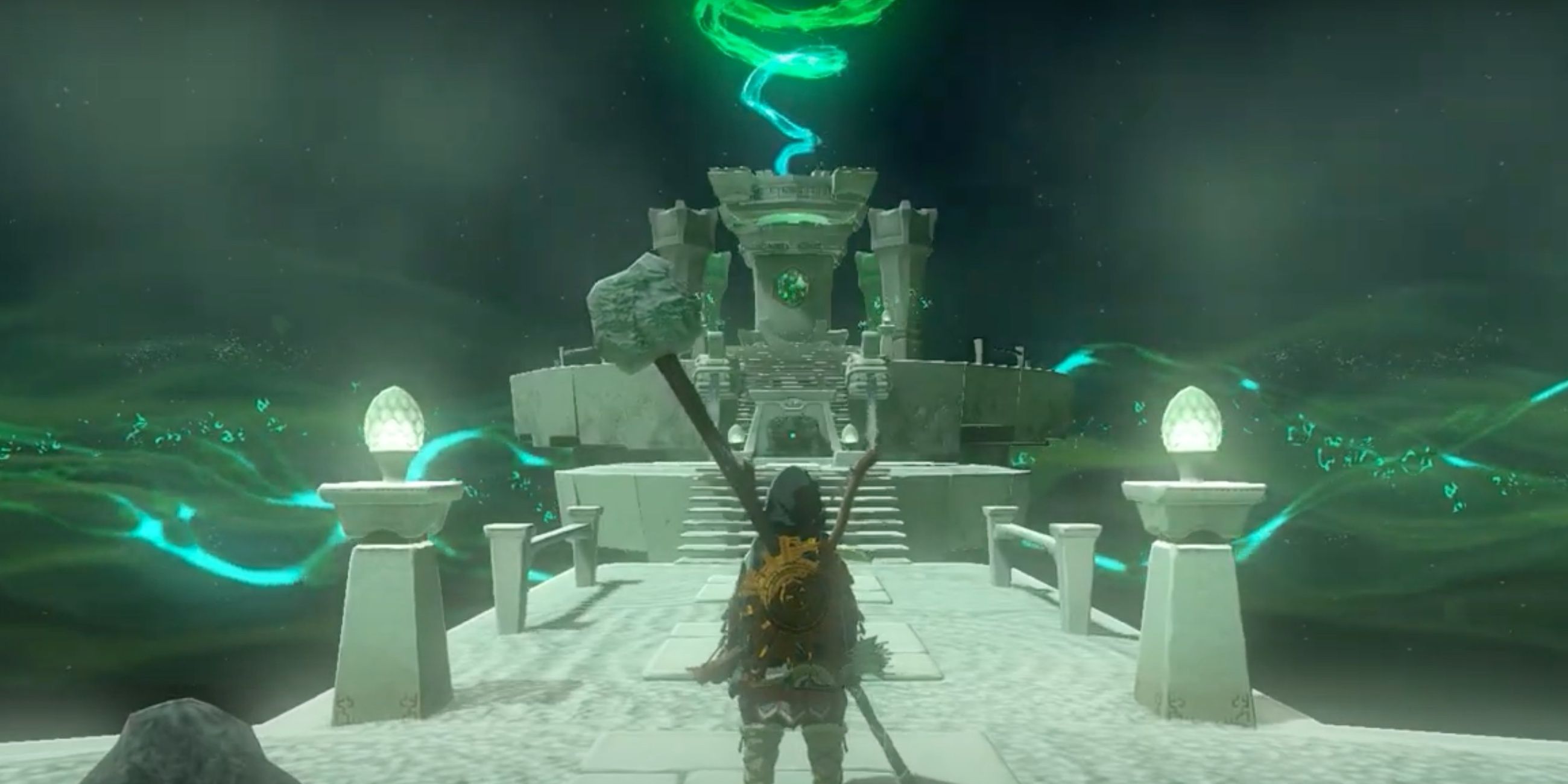Link goes inside the Kumamayn shrine in The Legend Of Zelda: Tears of the Kingdom.