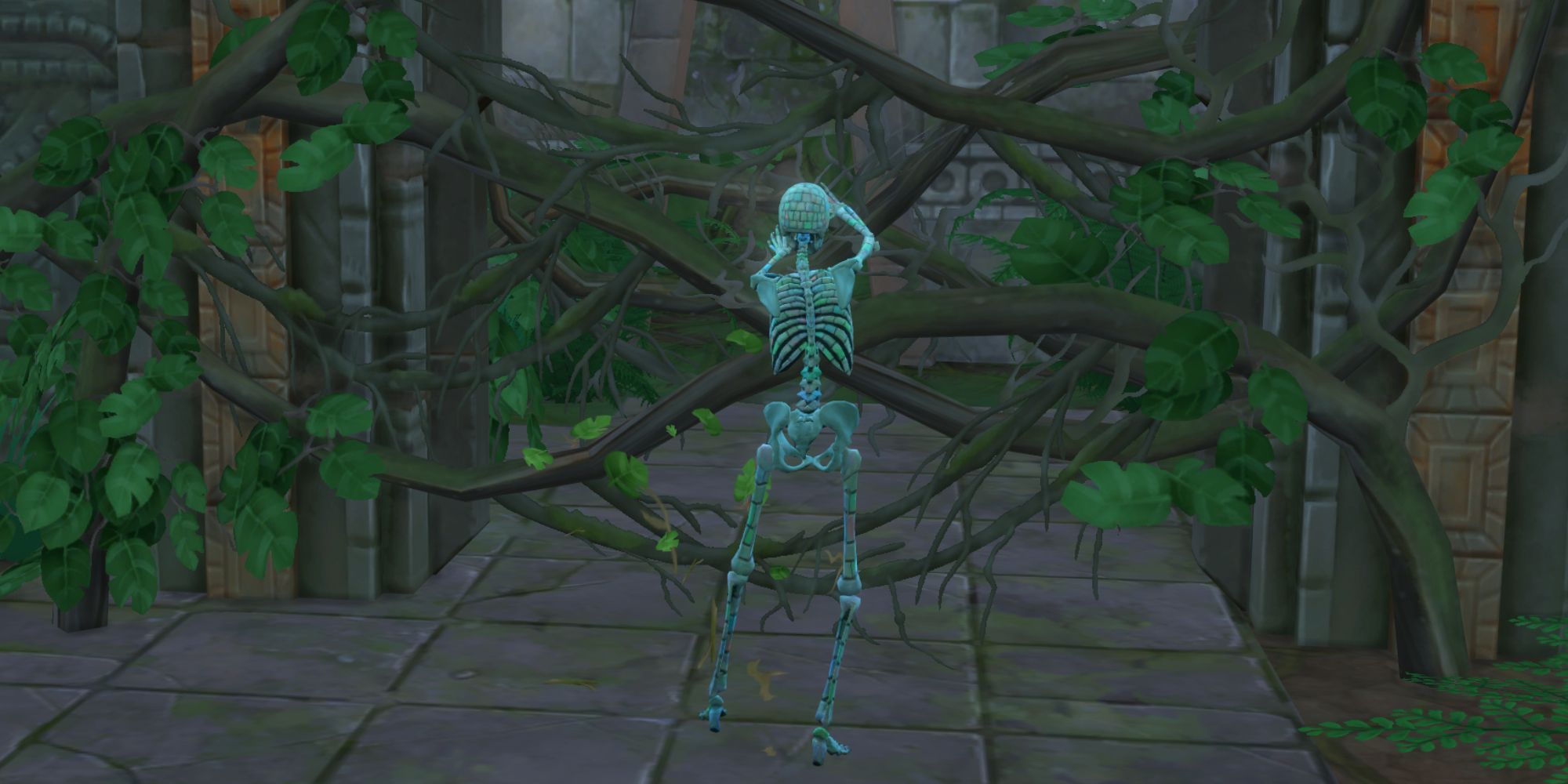 The Sims 4 Jungle Adventure Skeleton clearing vines