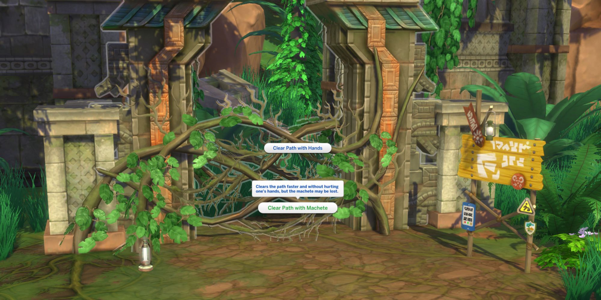 The Sims 4 Jungle Adventure Temple Entrance And Warning Sign