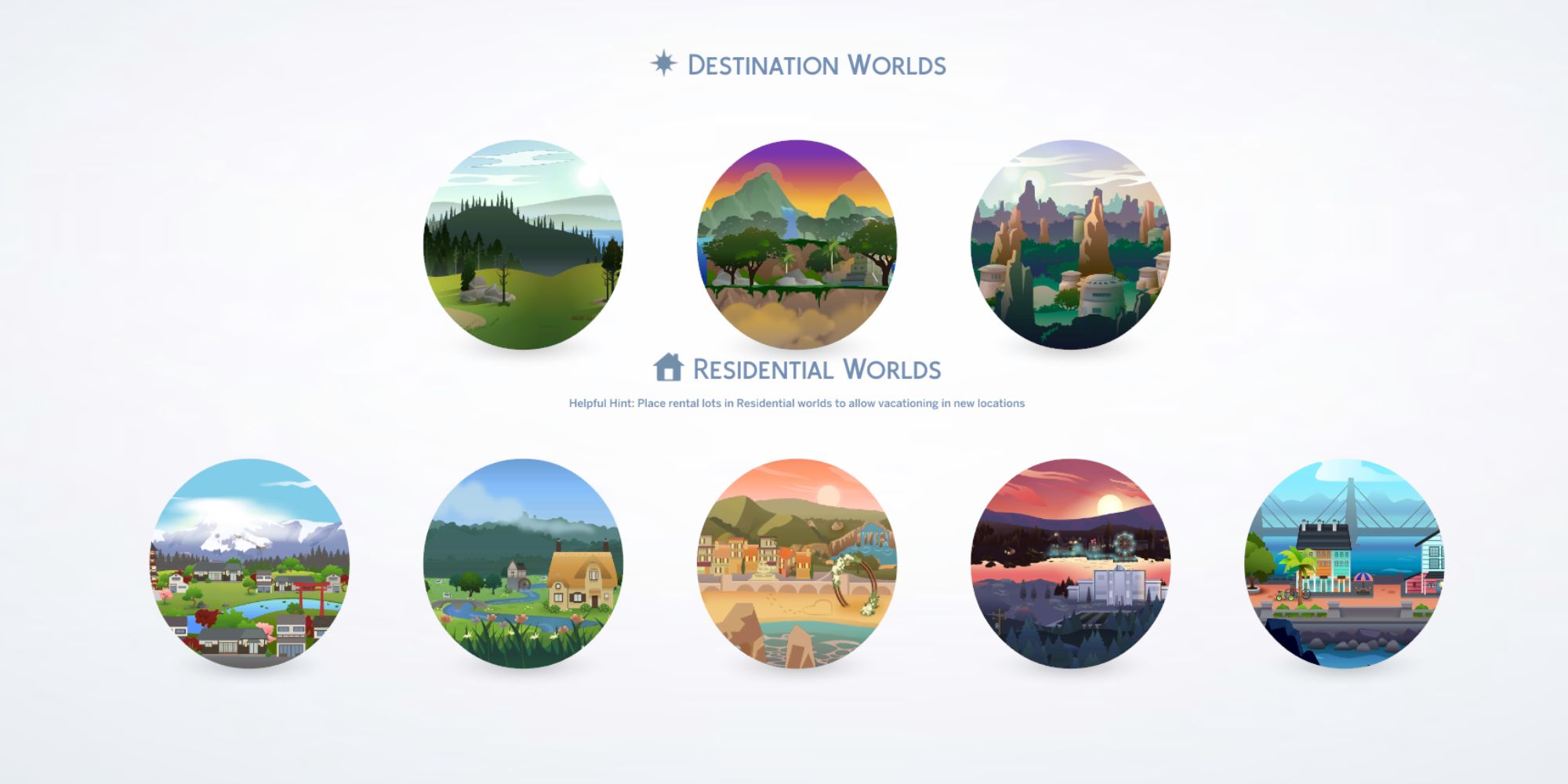 The Sims 4 Vacation Worlds Menu