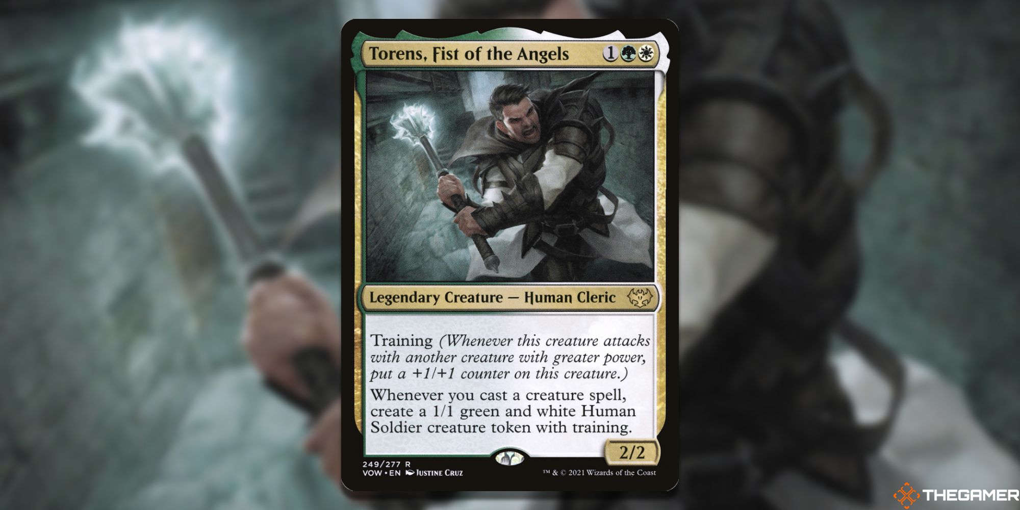 Image of the Torens, Fist of the Angels card in Magic: The Gathering, with art by Justine Cruz