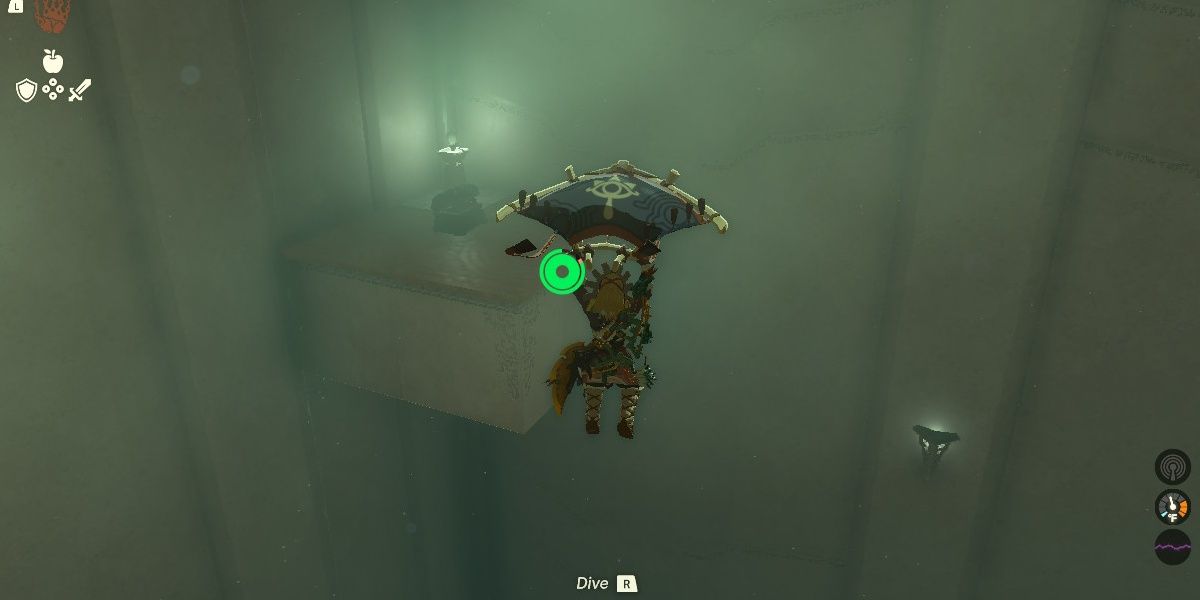 Link glides to the Gemimik Shrine Reward in The Legend of Zelda: Tears of the Kingdom.