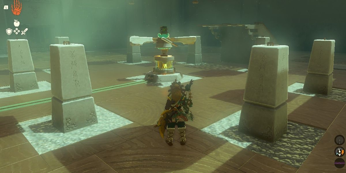 Link prepares the turbine in the Gemimik Shrine Solution in The Legend of Zelda: Tears of the Kingdom.