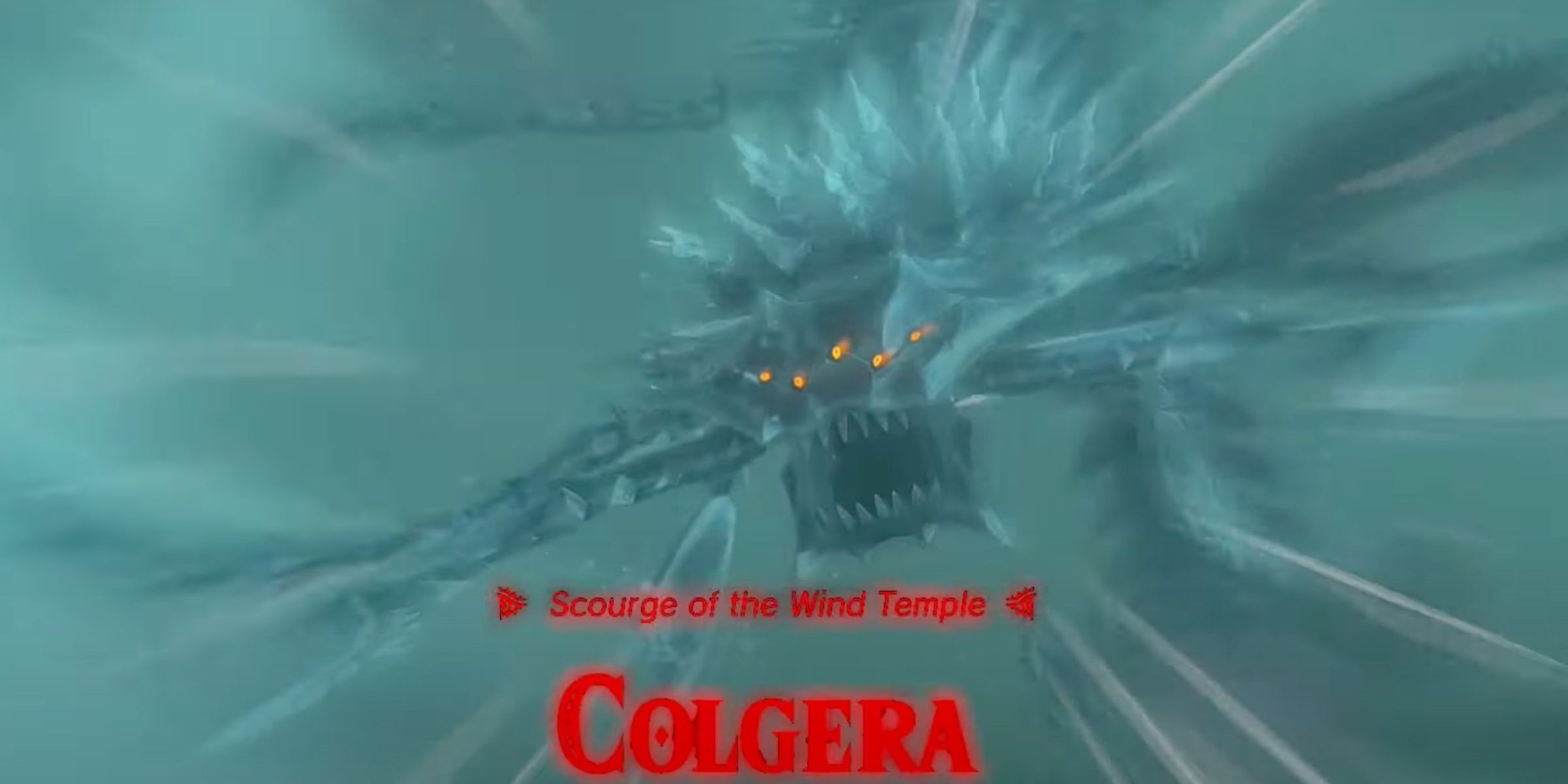Colgera roars as it prepares to attack Link in the air in The Legend Of Zelda: Tears Of The Kingdom.