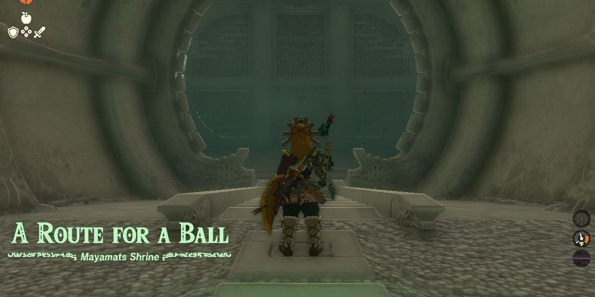 Link enters the Mayamats Shrine Interior in Tears of the Kingdom.