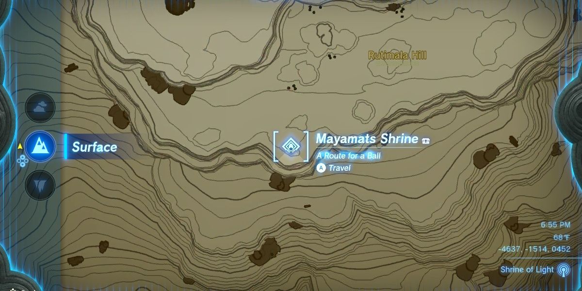 The  Mayamats Shrine on the map in Tears of the Kingdom.