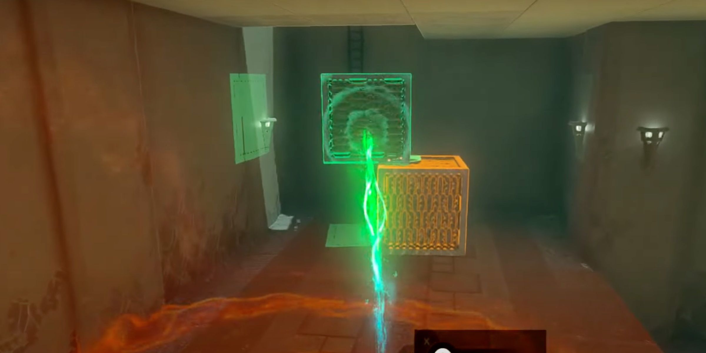 Link moves the chest at Turakawak Shrine in The Legend Of Zelda: Tears Of The Kingdom.