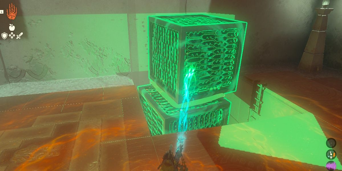 Link moves the Turakawak Shrine Boxes in The Legend Of Zelda: Tears of the Kingdom.