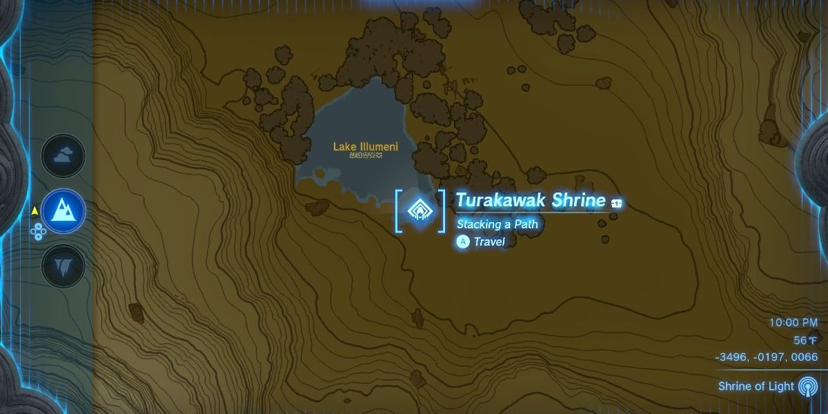 The Turakawak Shrine on the map in The Legend Of Zelda: Tears of the Kingdom.