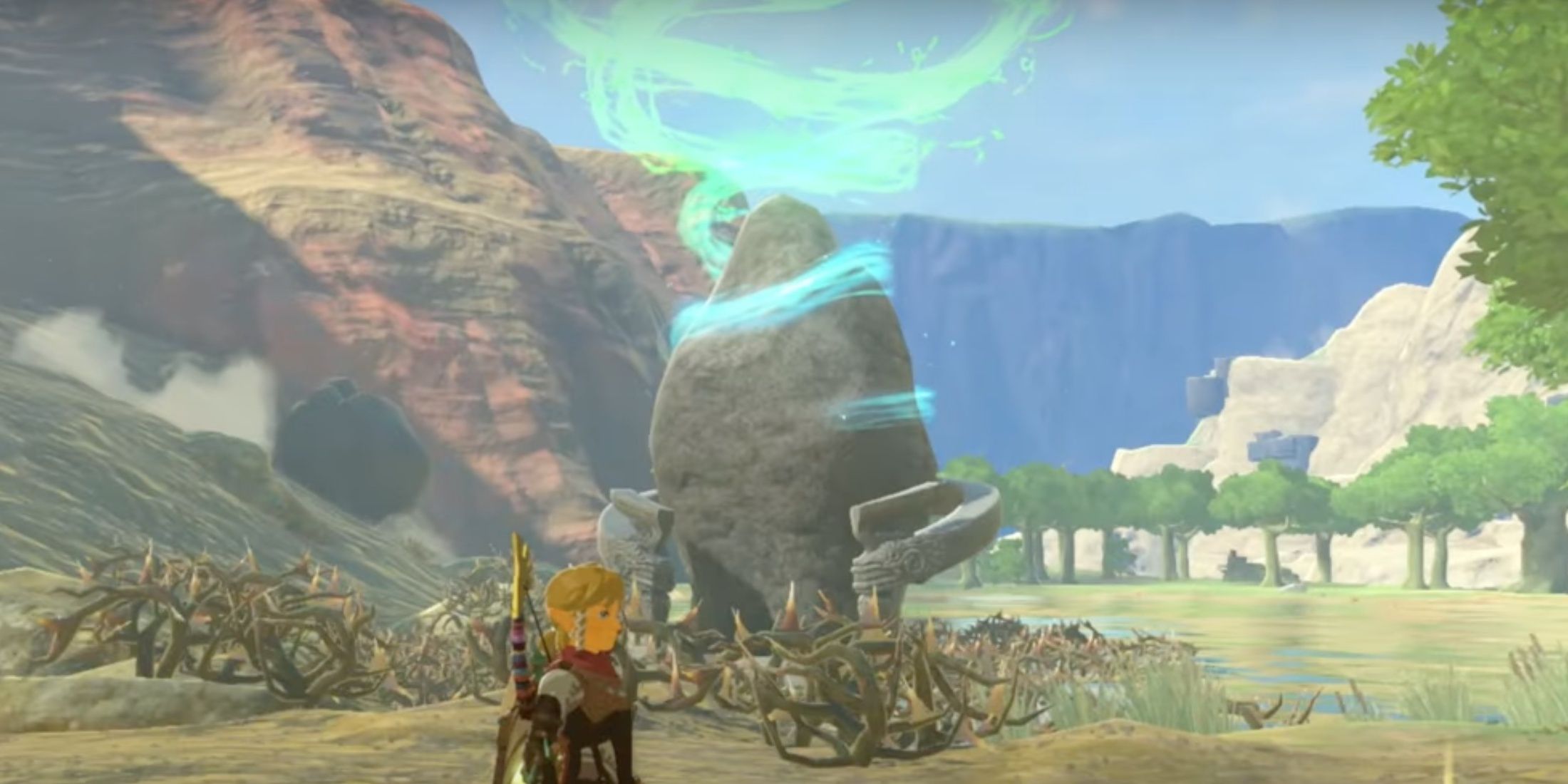 Riku standing outside the thorny Tulakawak shrine in The Legend of Zelda: Tears of the Kingdom.