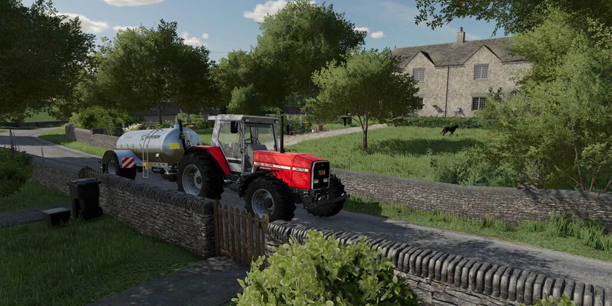 tractor in front of Calmsden Farm in Farming Simulator 2022