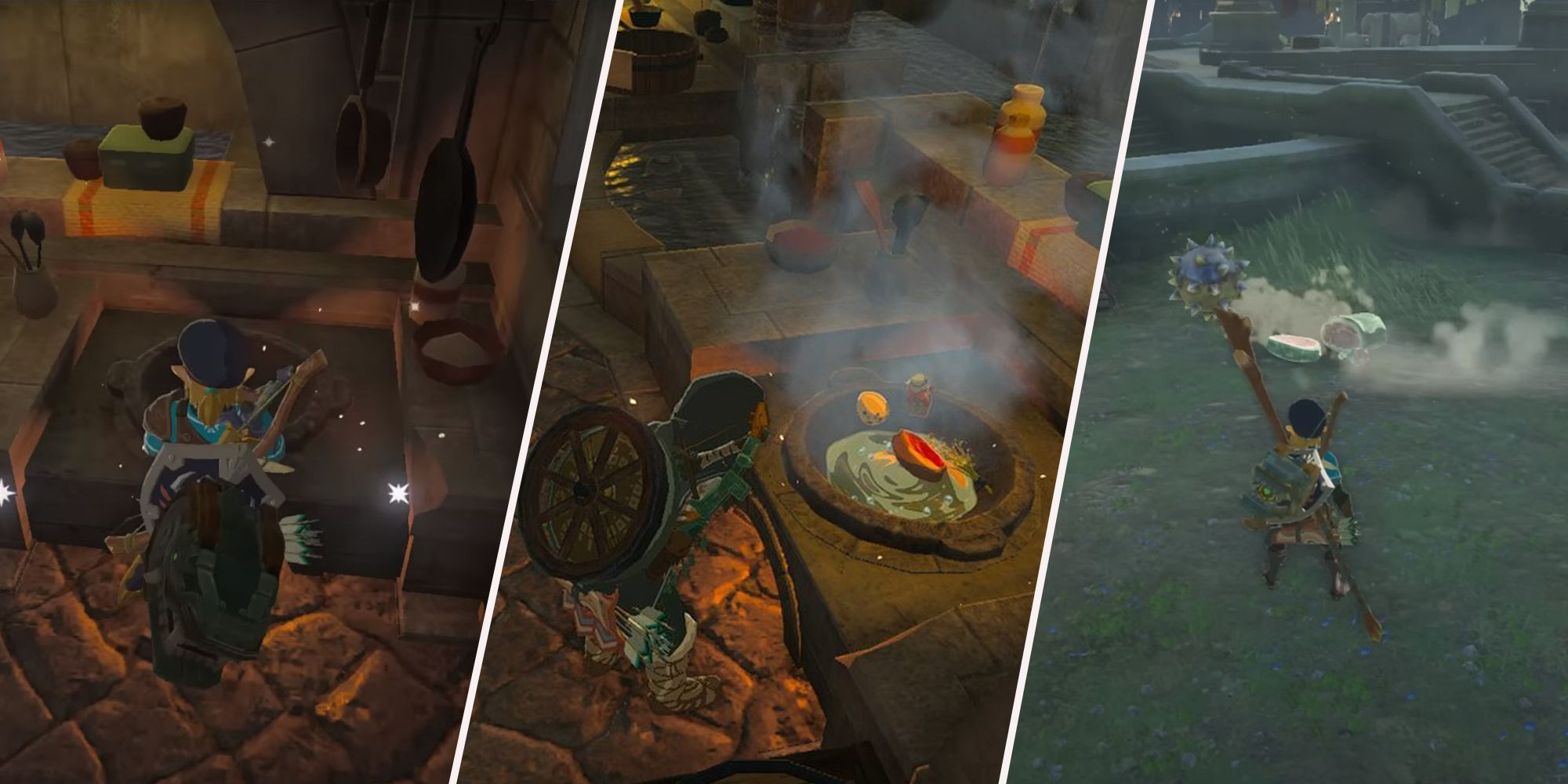 The Legend Of Zelda: Tears Of The Kingdom- Collage Of Link Cooking Different Recipes 