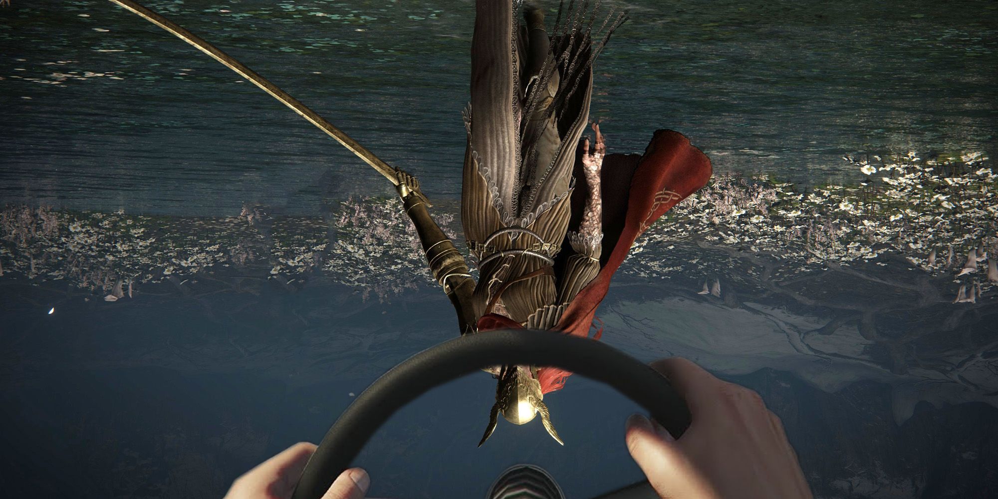 Someone Is Playing Elden Ring Upside Down With A Steering Wheel