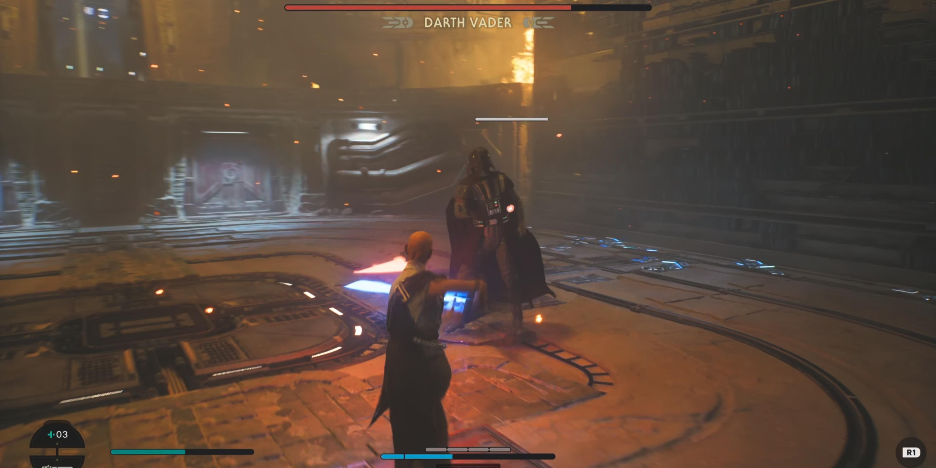 Vader throwing lightsaber in Star Wars Jedi: Survivor