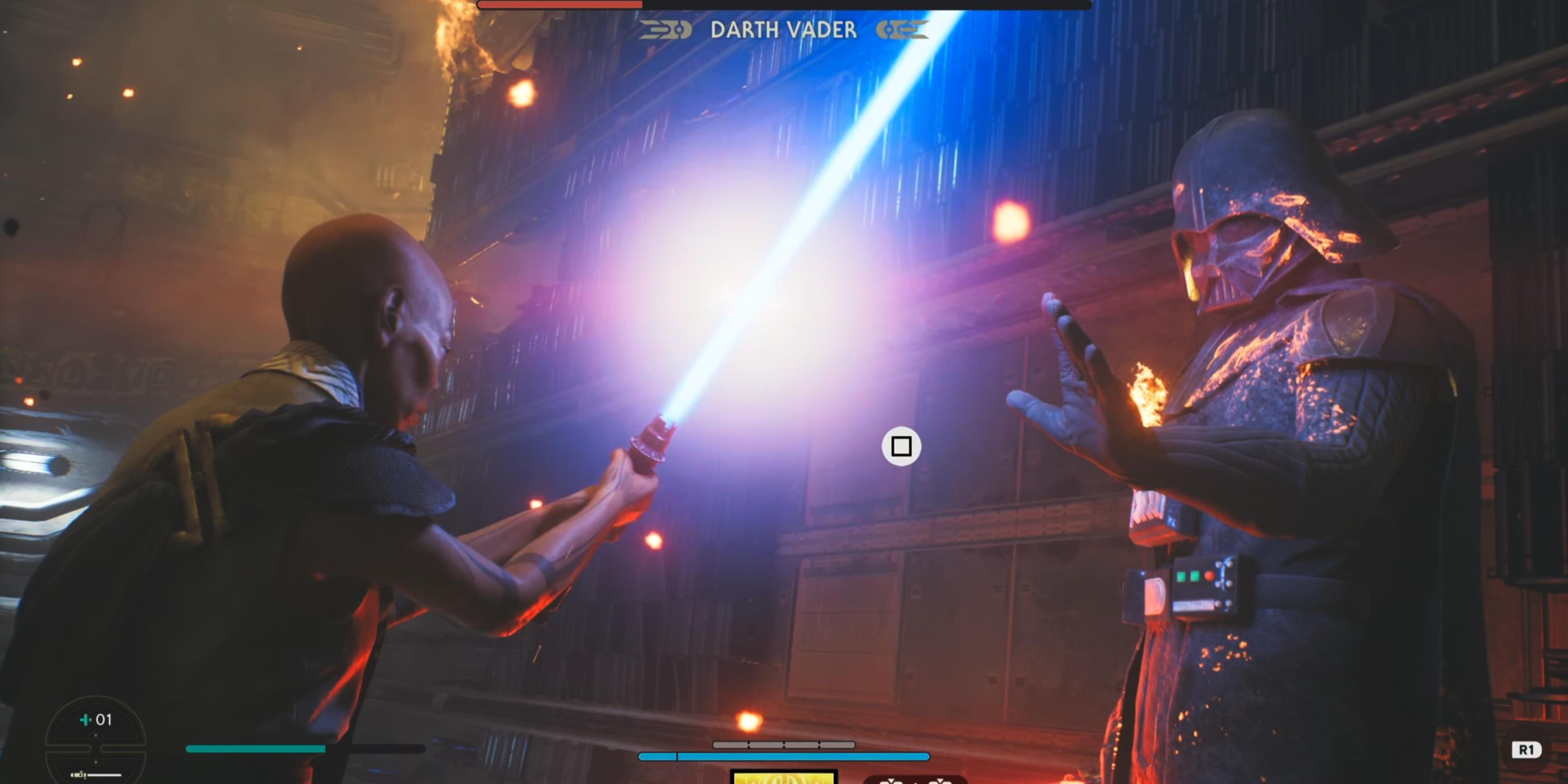 Vader using the Force to push back Cere QTE in Star Wars Jedi: Survivor
