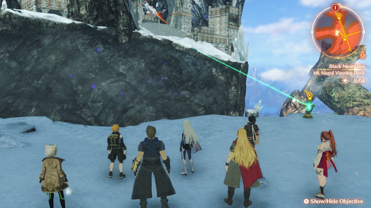 The location of the Mt. Nagul Viewing Dock in the Black Mountains in Xenoblade Chronicles 3: Future Redeemed.