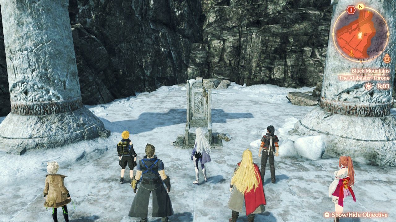 The location of the Alabaster Throne in the Black Mountains in Xenoblade Chronicles 3: Future Redeemed.