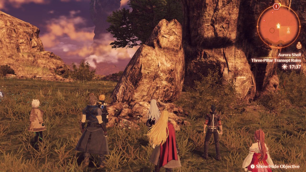 The location of the Three-Pillar Transept Ruins in the Aurora Shelf in Xenoblade Chronicles 3: Future Redeemed.