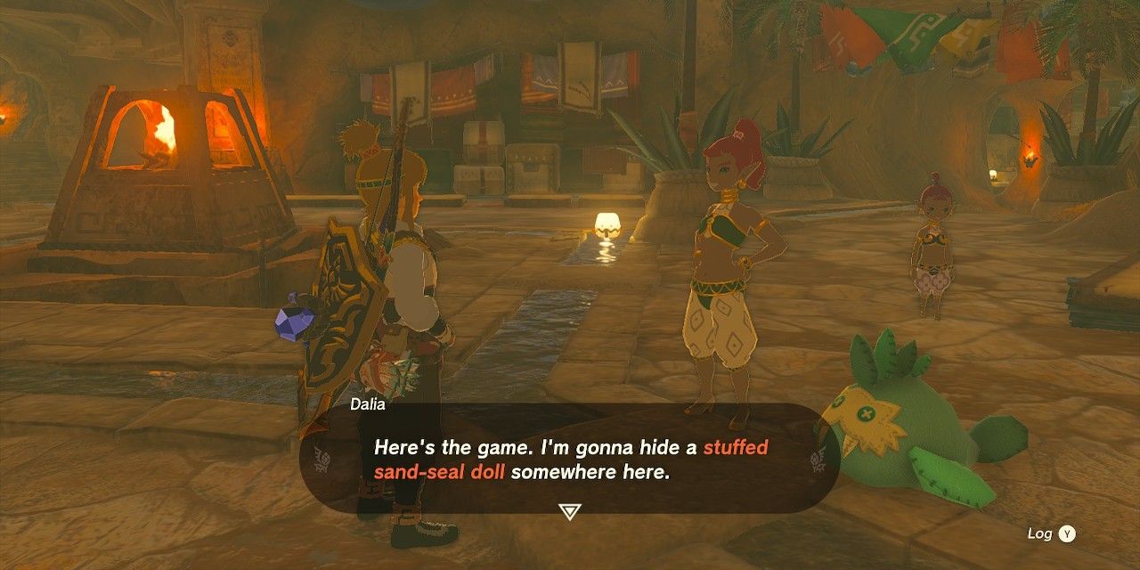 Zelda Tears Of The Kingdom Capture D'Écran De Link Parlant Avec L'Enfant Gerudo Dalia, Qui Dit 